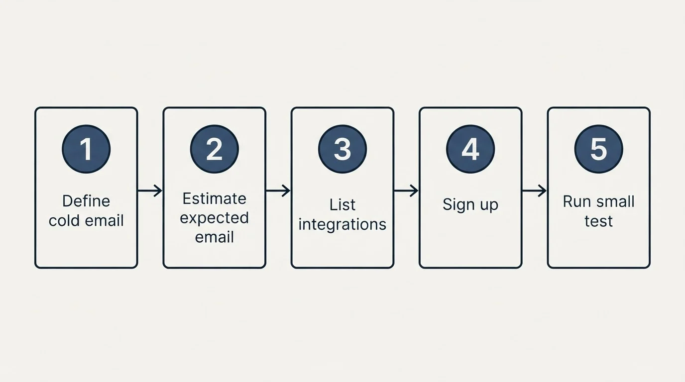 Step sequence: Getting Started Checklist (Define cold email, Estimate expected email, List integrations, Sign up)