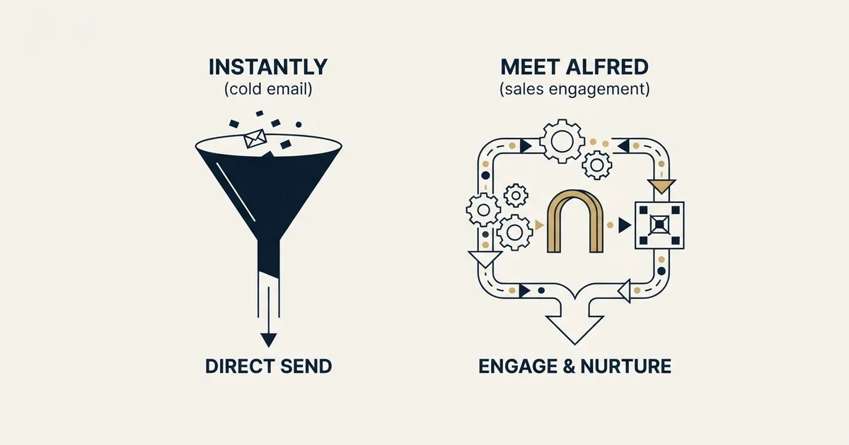 Editorial illustration for Instantly vs Meet Alfred