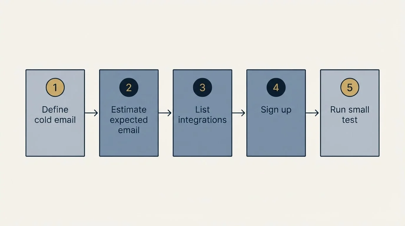Step sequence: Getting Started Checklist (Define cold email, Estimate expected email, List integrations, Sign up)