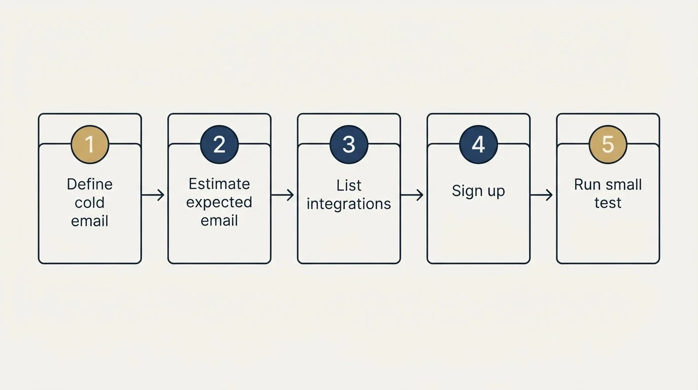 Step sequence: Getting Started Checklist (Define cold email, Estimate expected email, List integrations, Sign up)