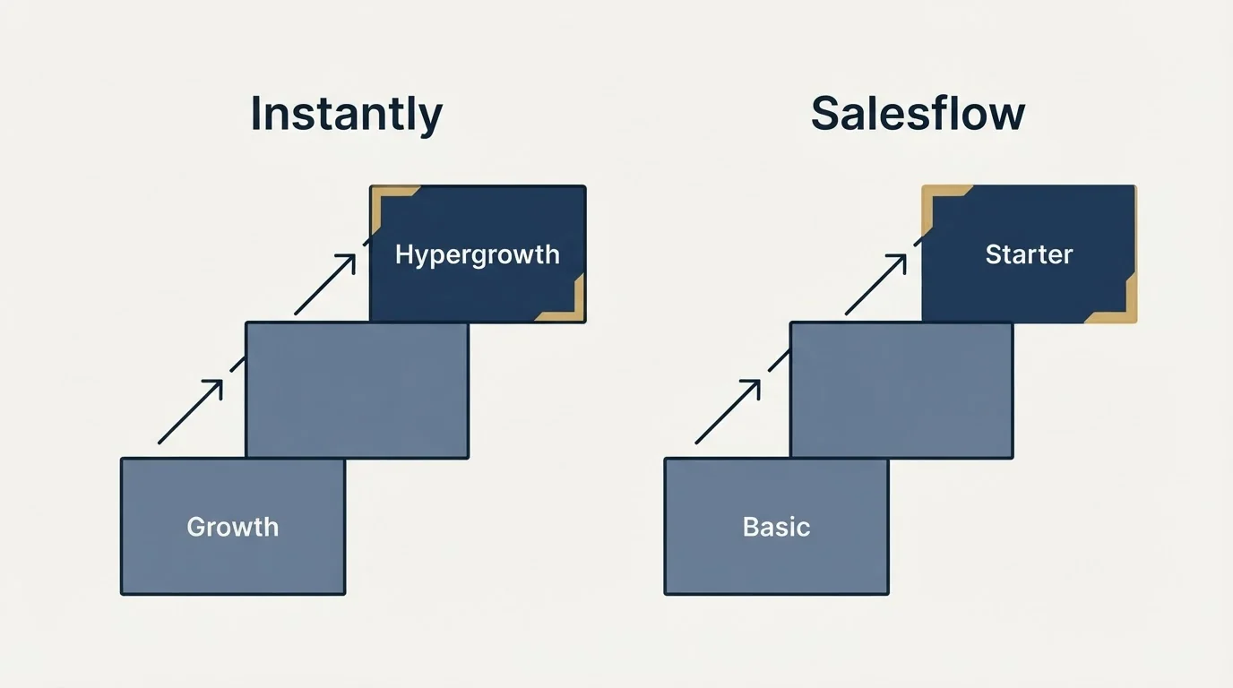 Pricing ladder: Pricing Comparison (Instantly, Salesflow, Growth, Basic)