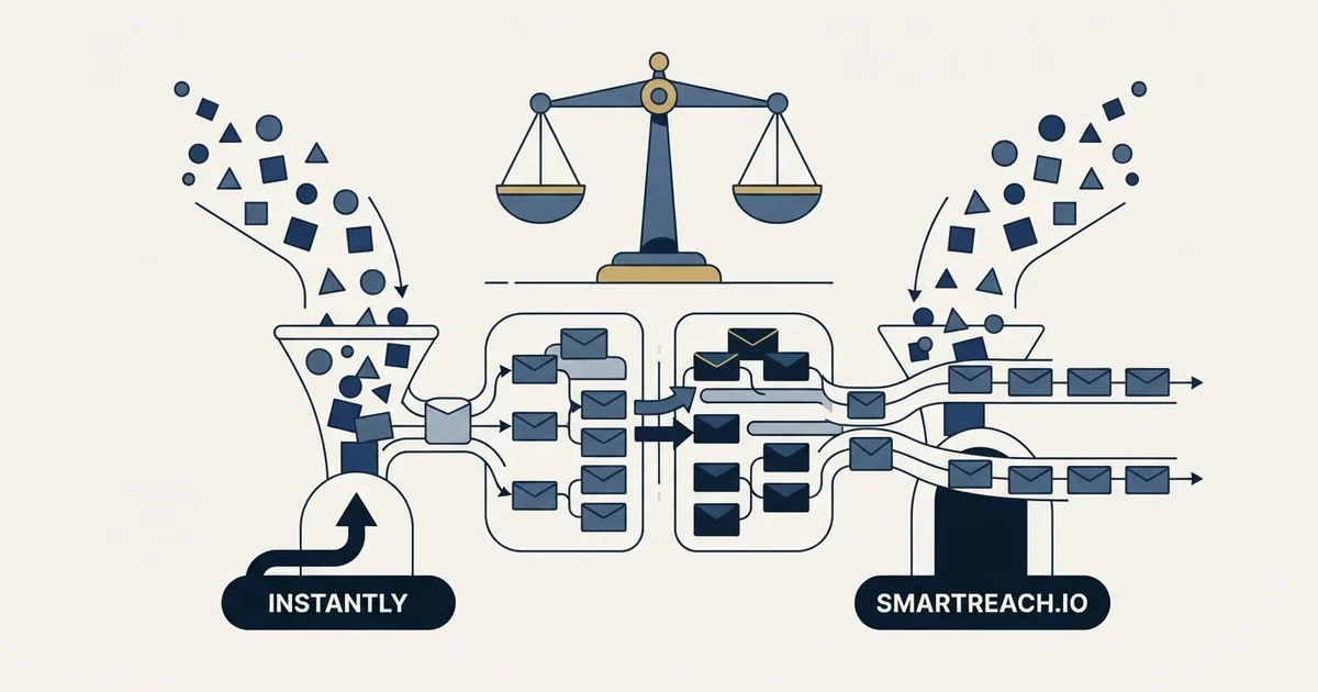 Editorial illustration for Instantly vs SmartReach.io