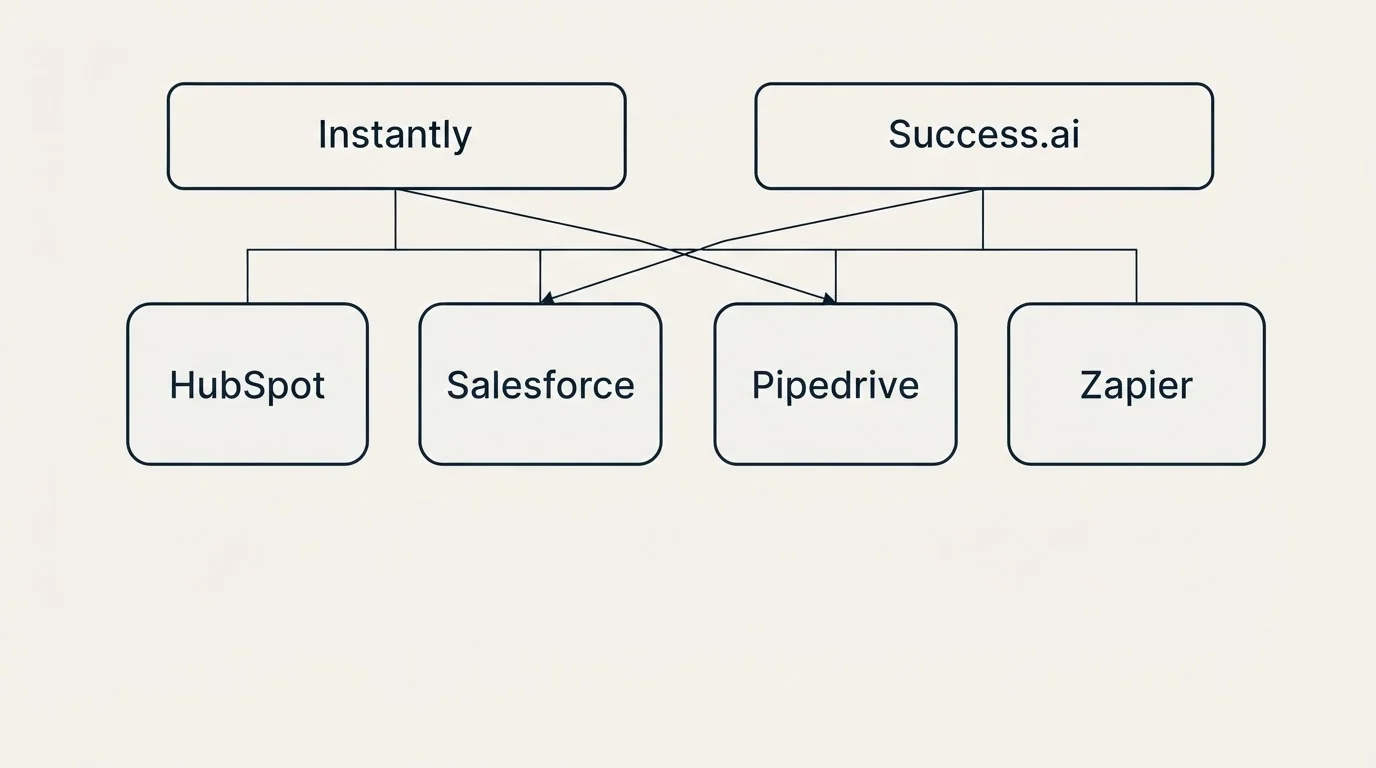 Integration grid: Integration Ecosystem (Instantly, Success.ai, HubSpot, Salesforce)