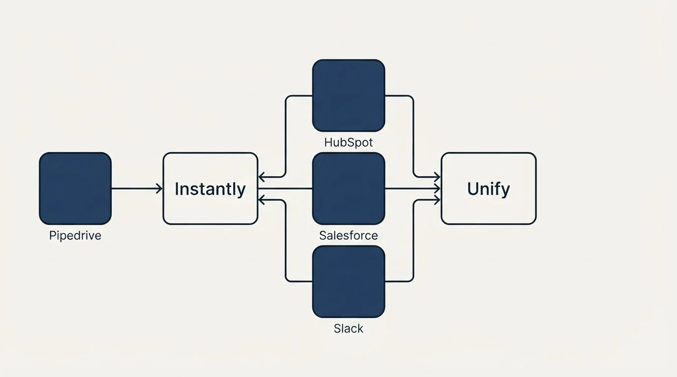 Integration flow: Integration Ecosystem (Instantly, Unify, HubSpot, Salesforce)