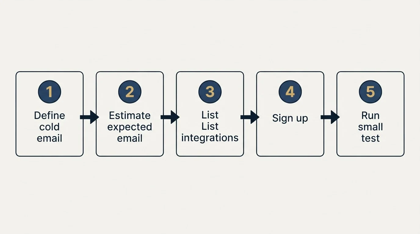 Step sequence: Getting Started Checklist (Define cold email, Estimate expected email, List integrations, Sign up)