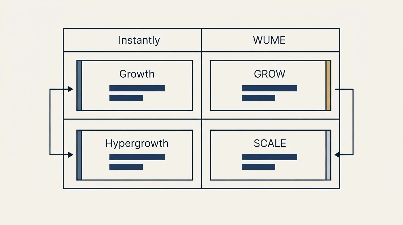 Pricing table: Pricing Comparison (Instantly, WUME, Growth, GROW)