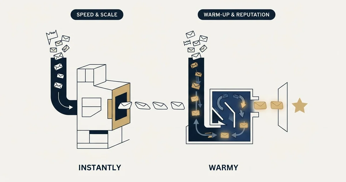 Editorial illustration for Instantly vs Warmy