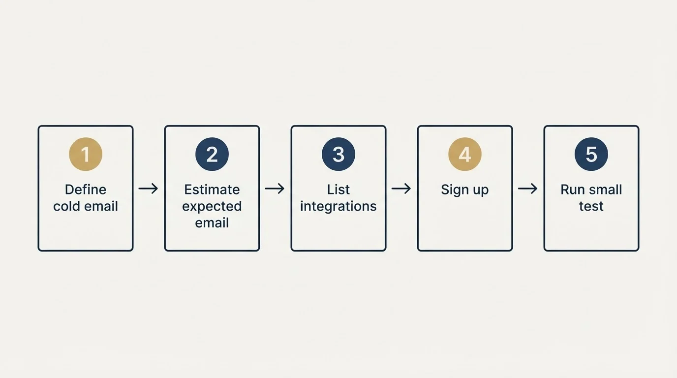 Step sequence: Getting Started Checklist (Define cold email, Estimate expected email, List integrations, Sign up)