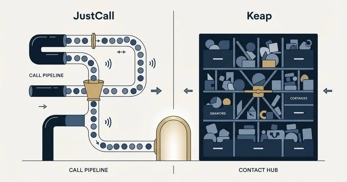 Editorial illustration for JustCall vs Keap