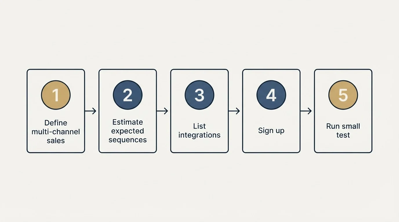 Step sequence: Getting Started Checklist (Define multi-channel sales, Estimate expected sequences, List integrations, Sign up)