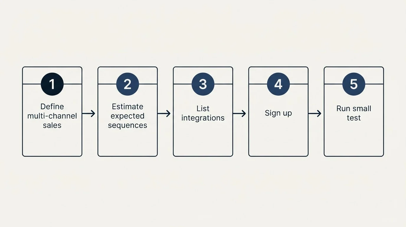 Step sequence: Getting Started Checklist (Define multi-channel sales, Estimate expected sequences, List integrations, Sign up)