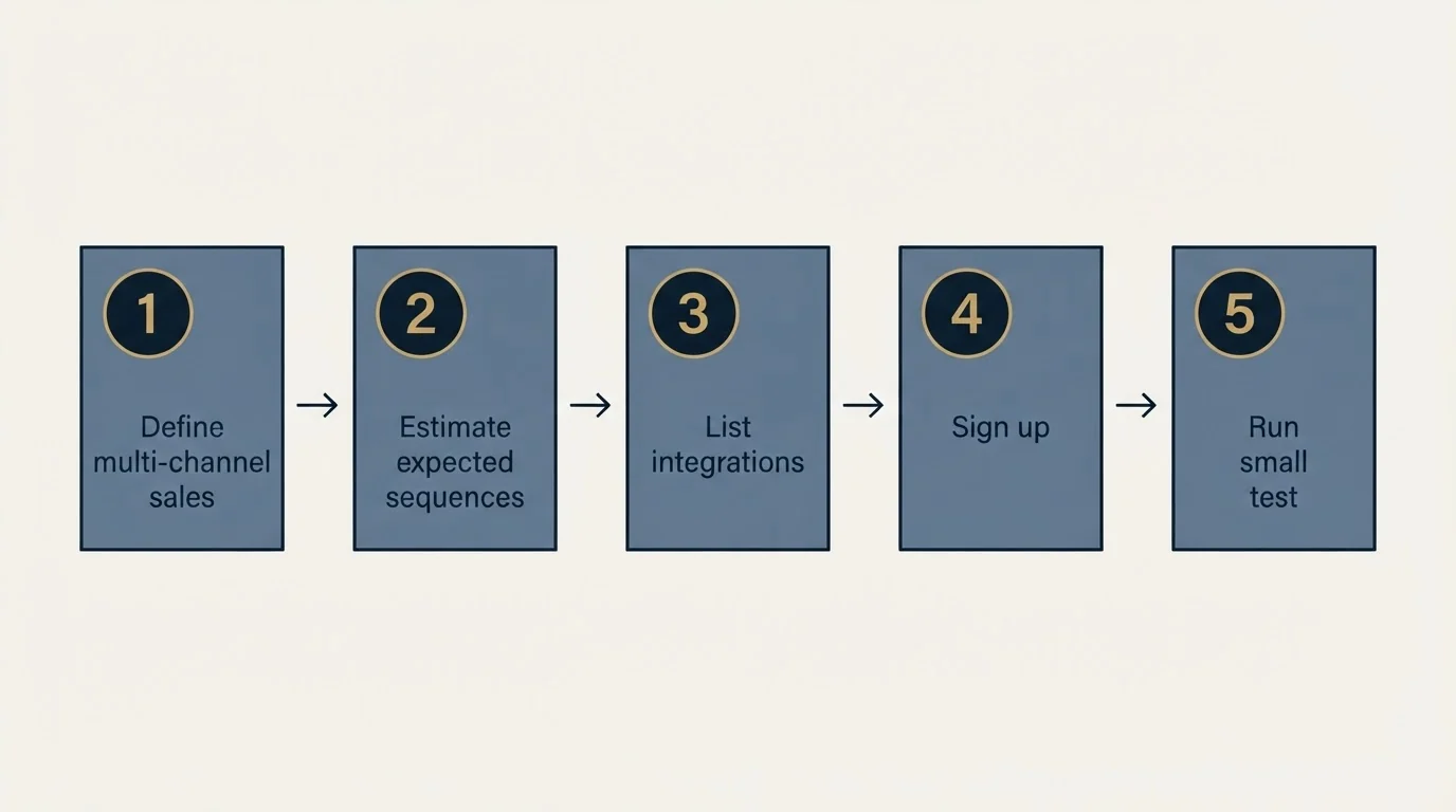 Step sequence: Getting Started Checklist (Define multi-channel sales, Estimate expected sequences, List integrations, Sign up)