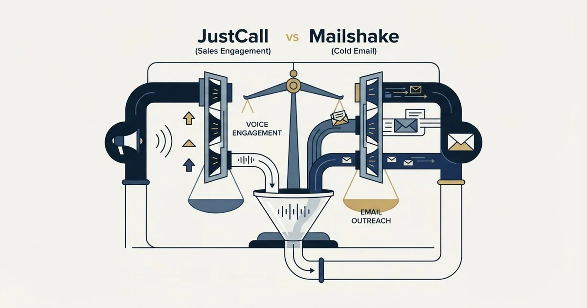 Editorial illustration for JustCall vs Mailshake