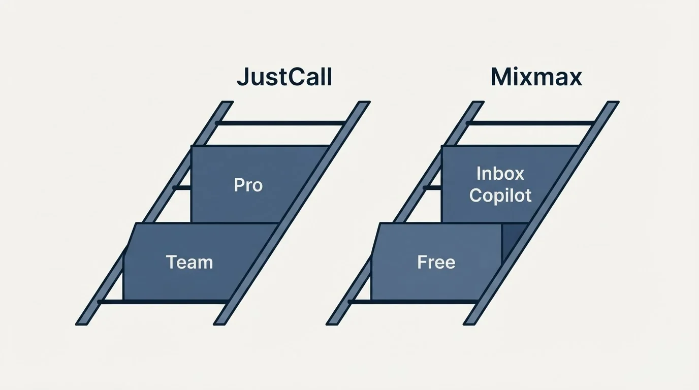 Pricing ladder: Pricing Comparison (JustCall, Mixmax, Team, Free)