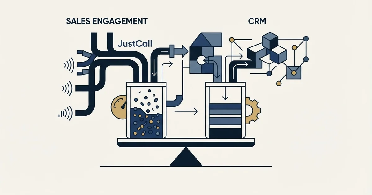 Editorial illustration for JustCall vs Monday CRM