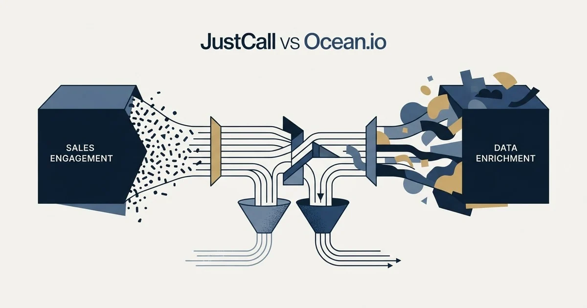 Editorial illustration for JustCall vs Ocean.io