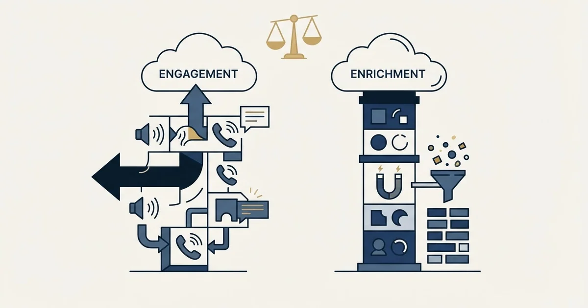 Editorial illustration for JustCall vs RocketReach