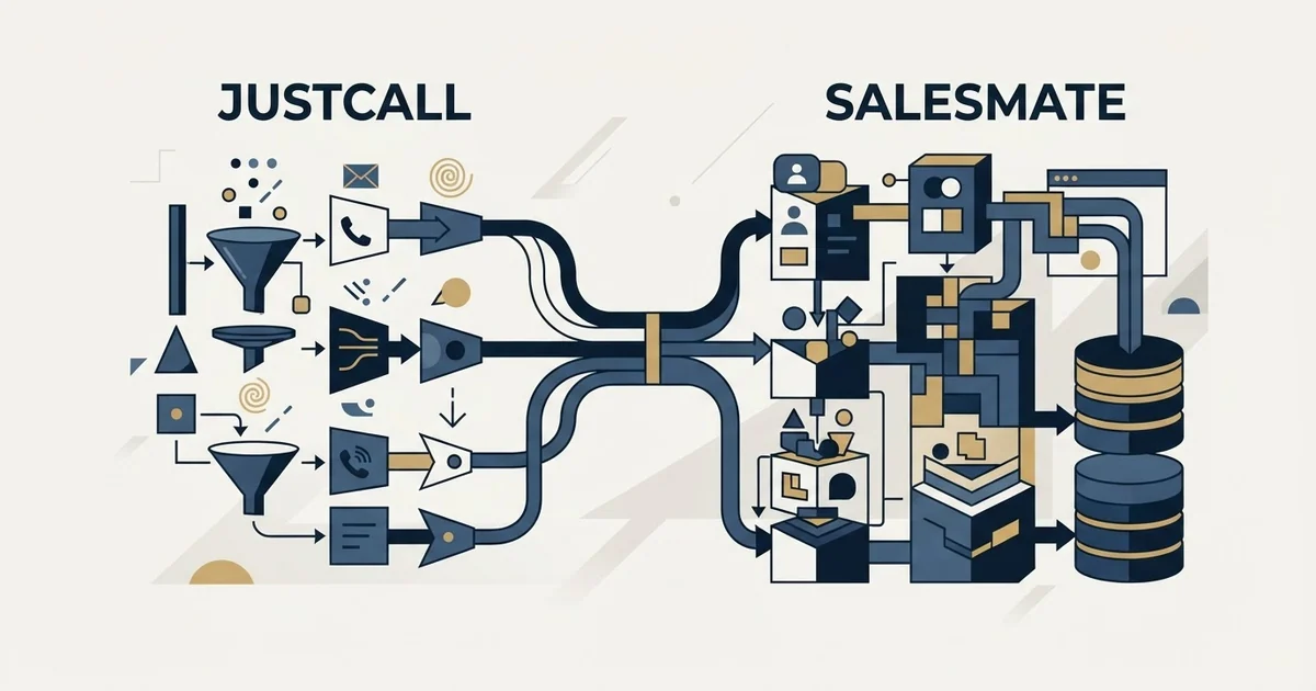 Editorial illustration for JustCall vs Salesmate