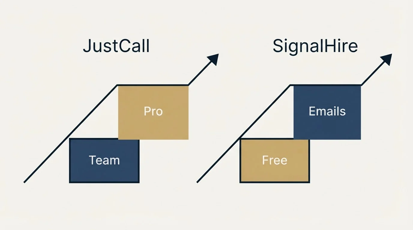 Pricing ladder: Pricing Comparison (JustCall, SignalHire, Team, Free)