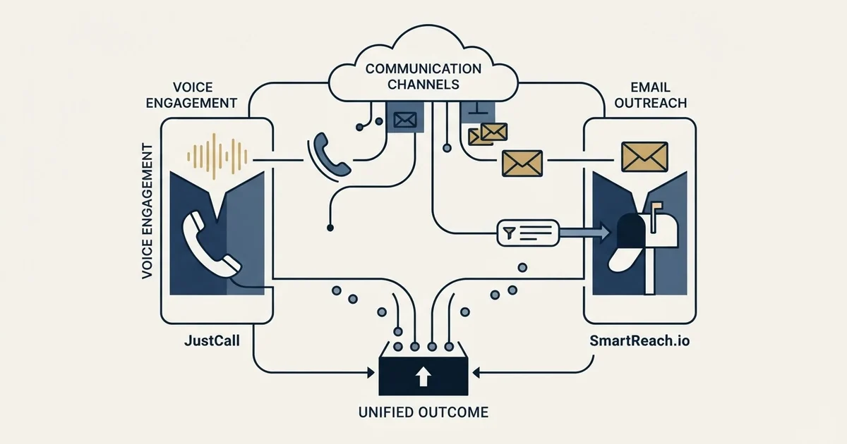 Editorial illustration for JustCall vs SmartReach.io