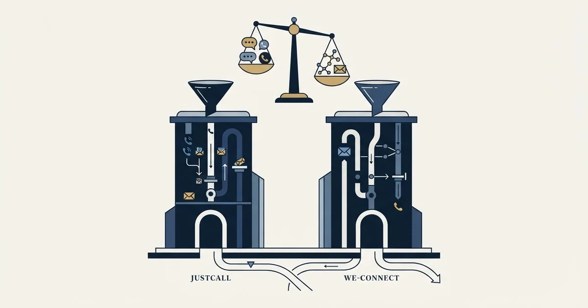 Editorial illustration for JustCall vs We-Connect