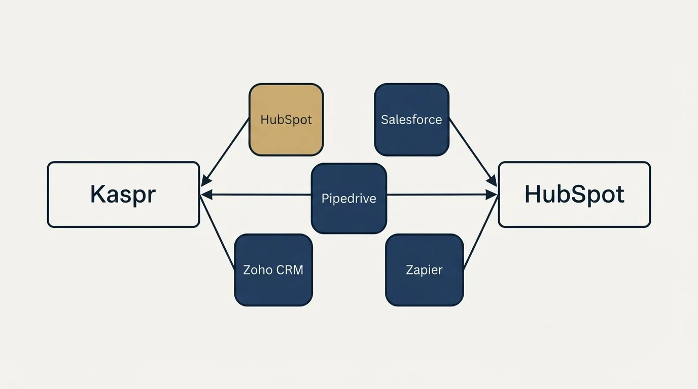 Integration schematic: Integration Ecosystem (Kaspr, HubSpot, Salesforce, Pipedrive)