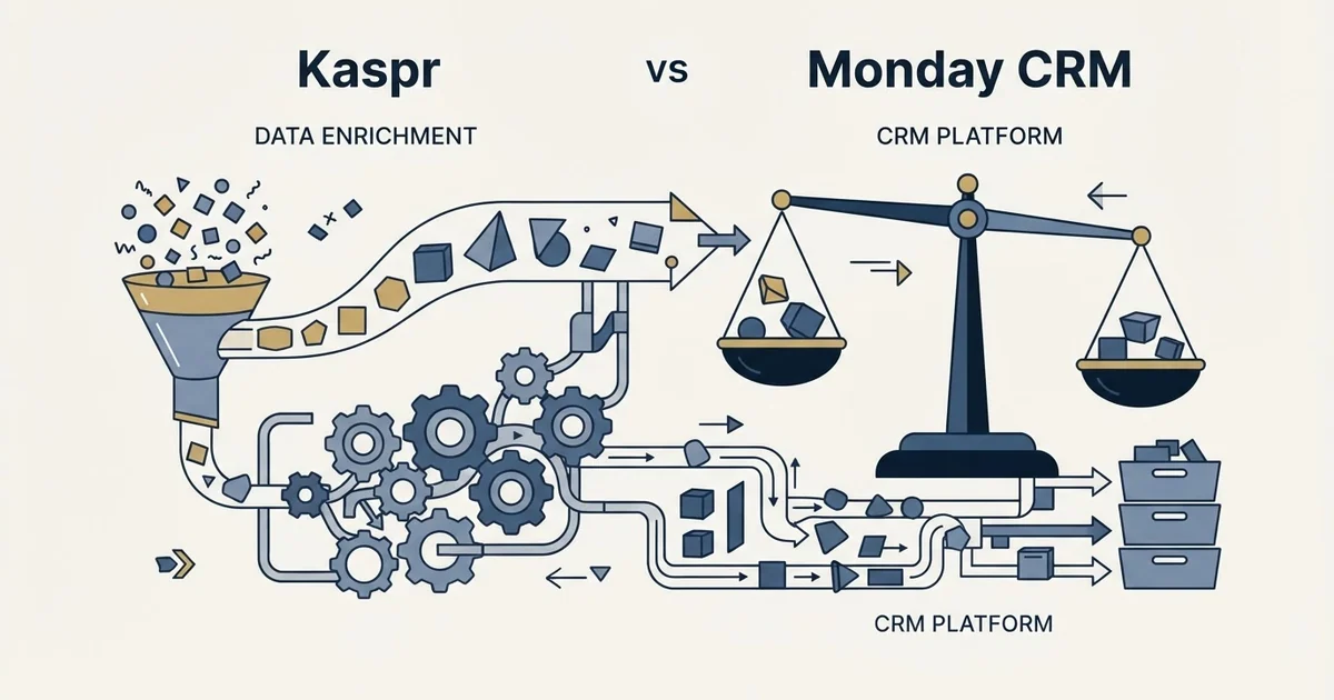 Editorial illustration for Kaspr vs Monday CRM