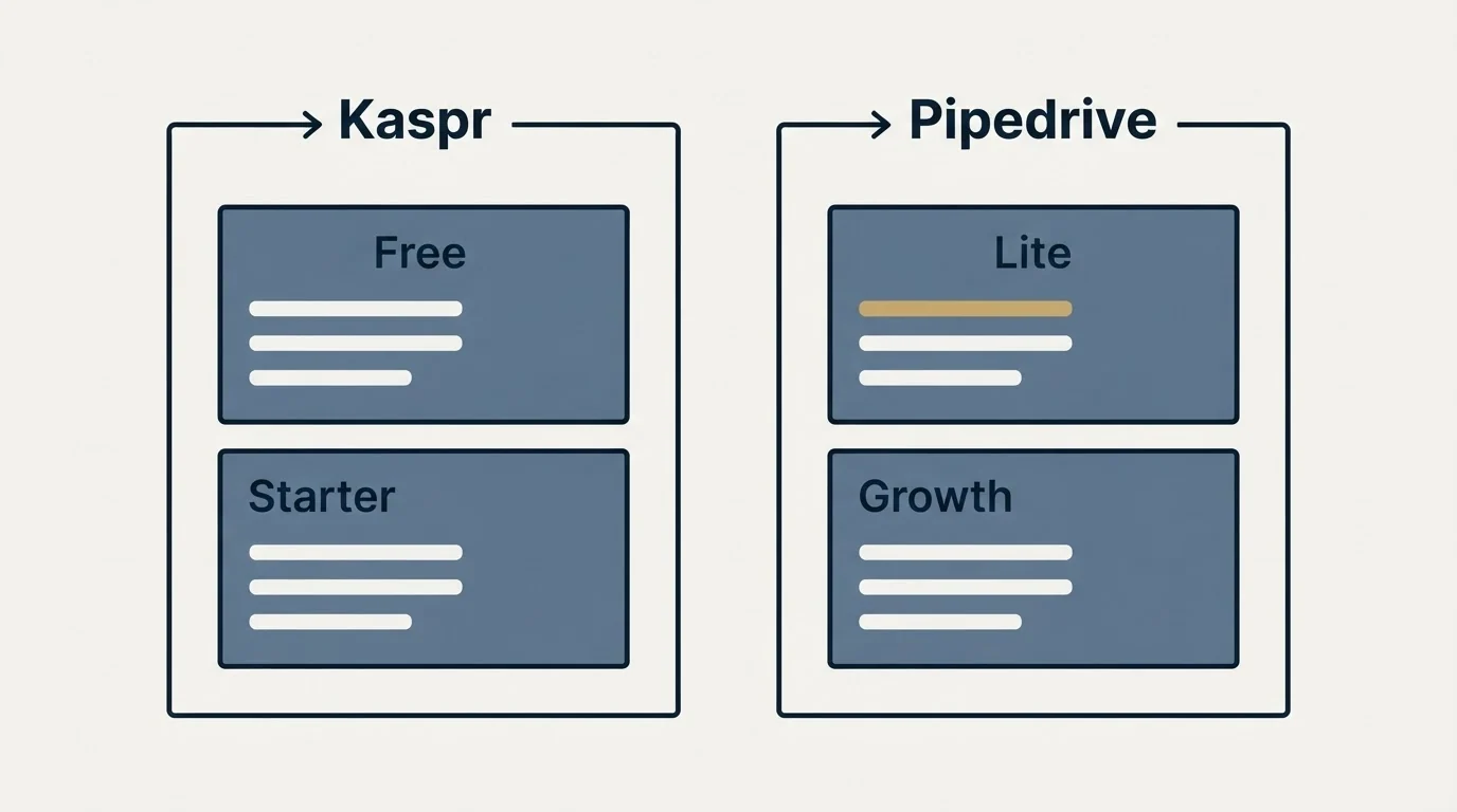 Pricing panels: Pricing Comparison (Kaspr, Pipedrive, Free, Lite)