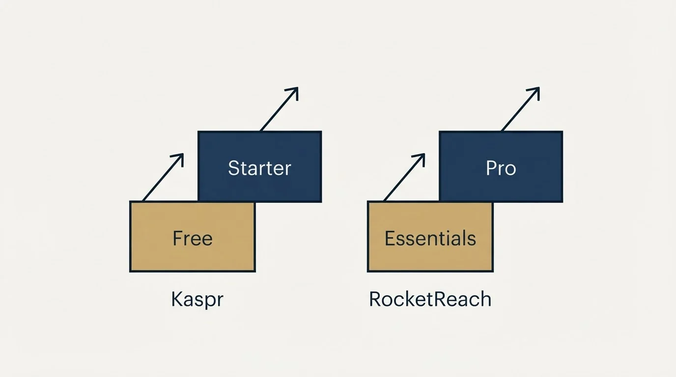 Pricing ladder: Pricing Comparison (Kaspr, RocketReach, Free, Essentials)