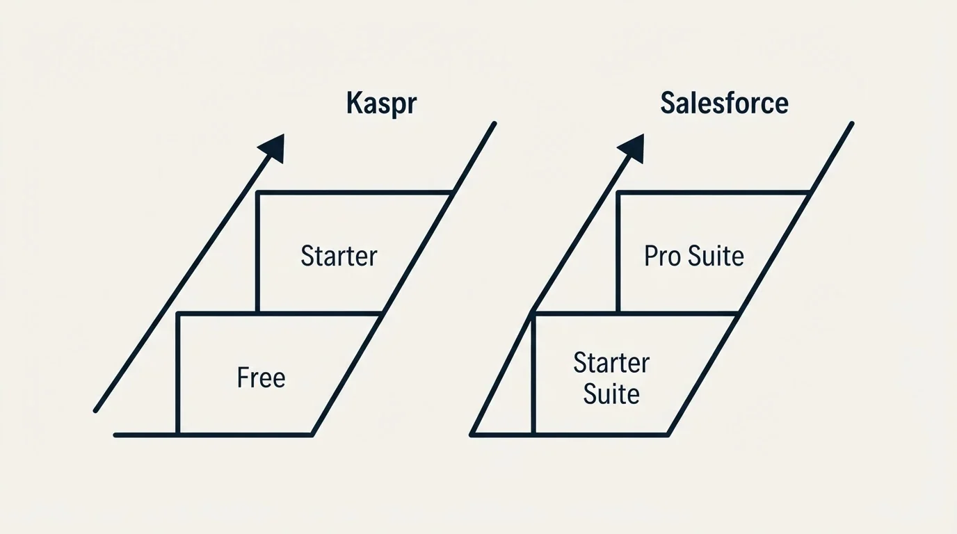 Pricing ladder: Pricing Comparison (Kaspr, Salesforce, Free, Starter Suite)