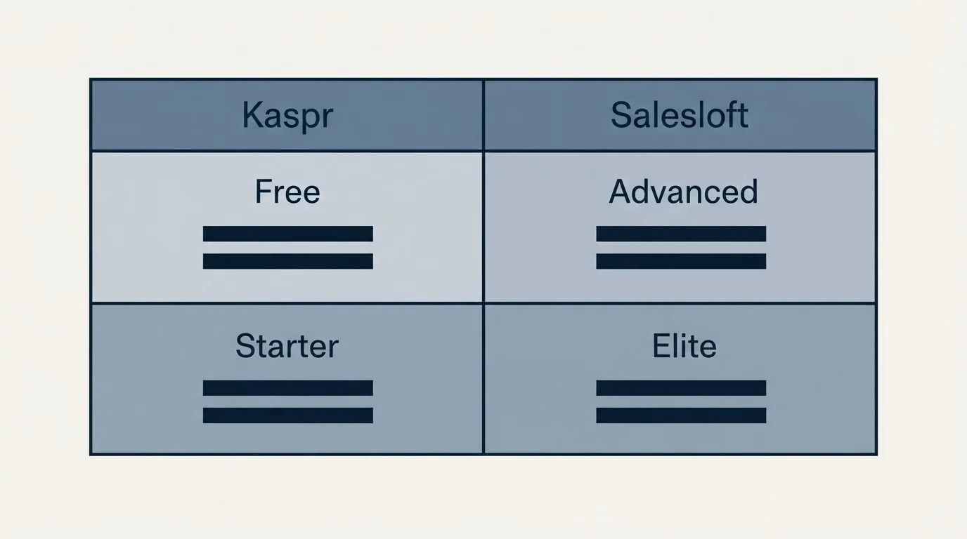 Pricing table: Pricing Comparison (Kaspr, Salesloft, Free, Advanced)