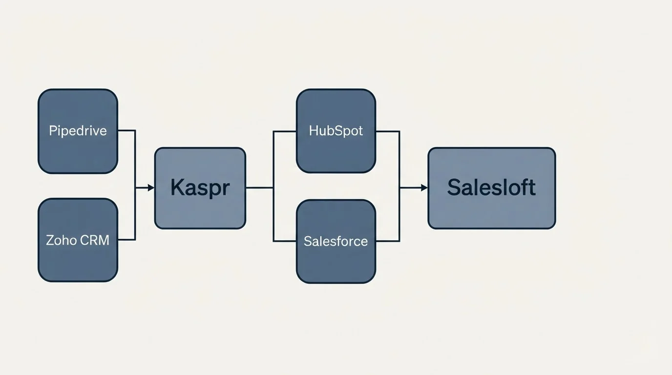 Integration flow: Integration Ecosystem (Kaspr, Salesloft, HubSpot, Salesforce)