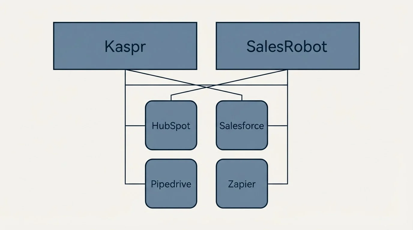 Integration grid: Integration Ecosystem (Kaspr, SalesRobot, HubSpot, Salesforce)