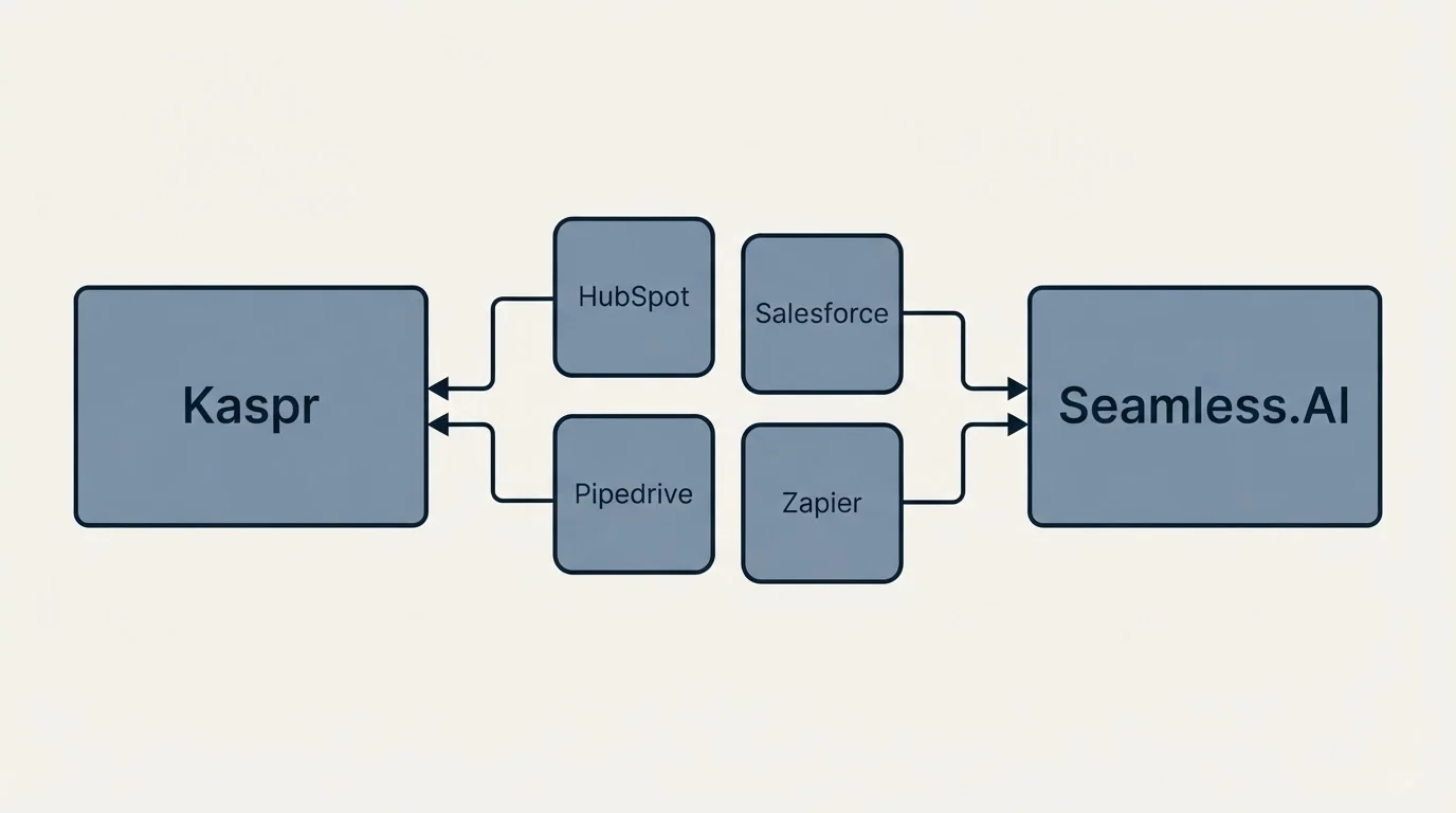 Integration schematic: Integration Ecosystem (Kaspr, Seamless.AI, HubSpot, Salesforce)
