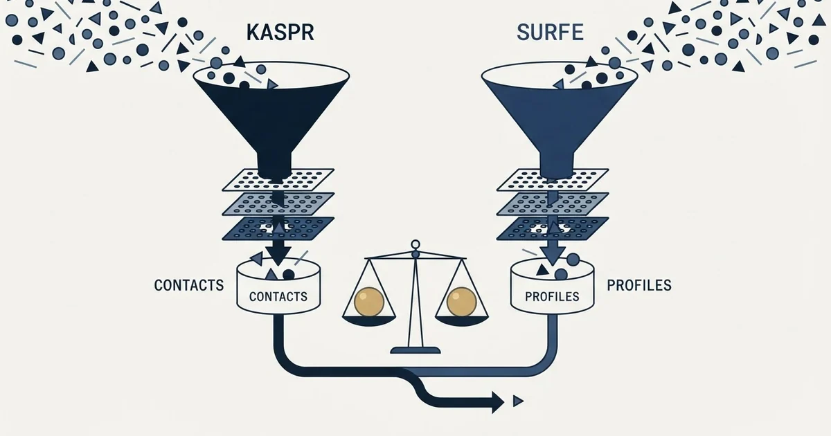 Editorial illustration for Kaspr vs Surfe