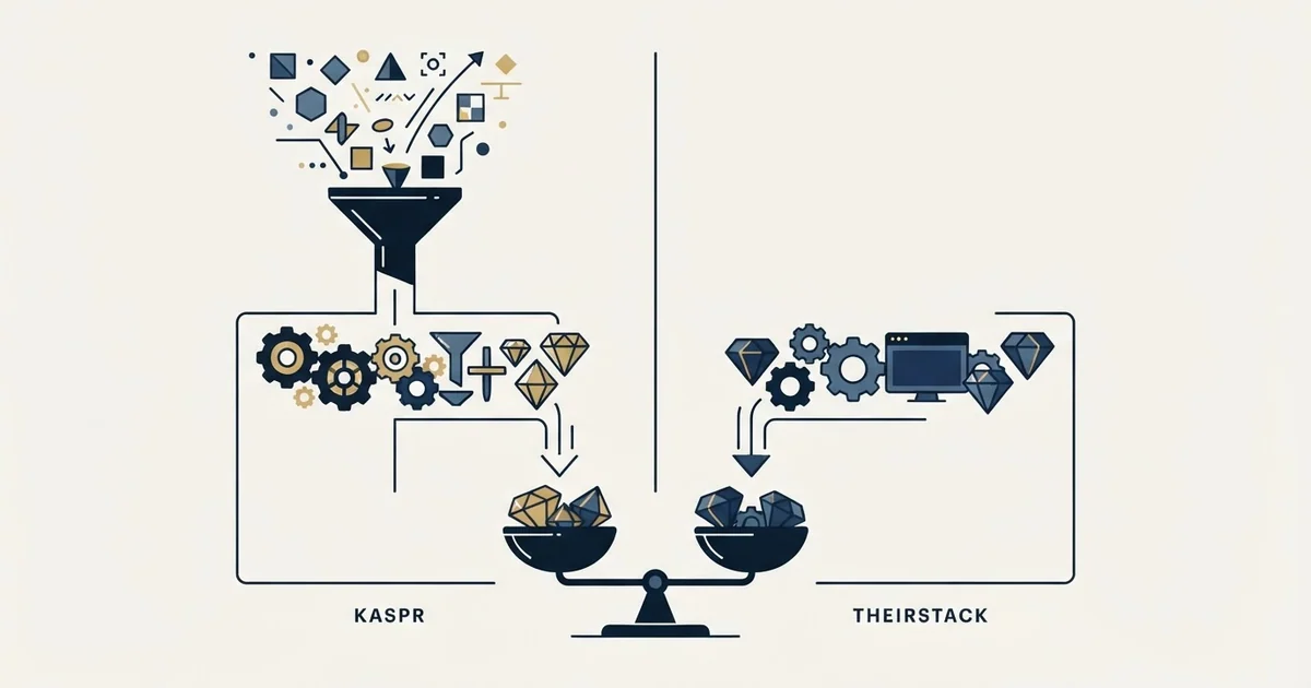Editorial illustration for Kaspr vs TheirStack