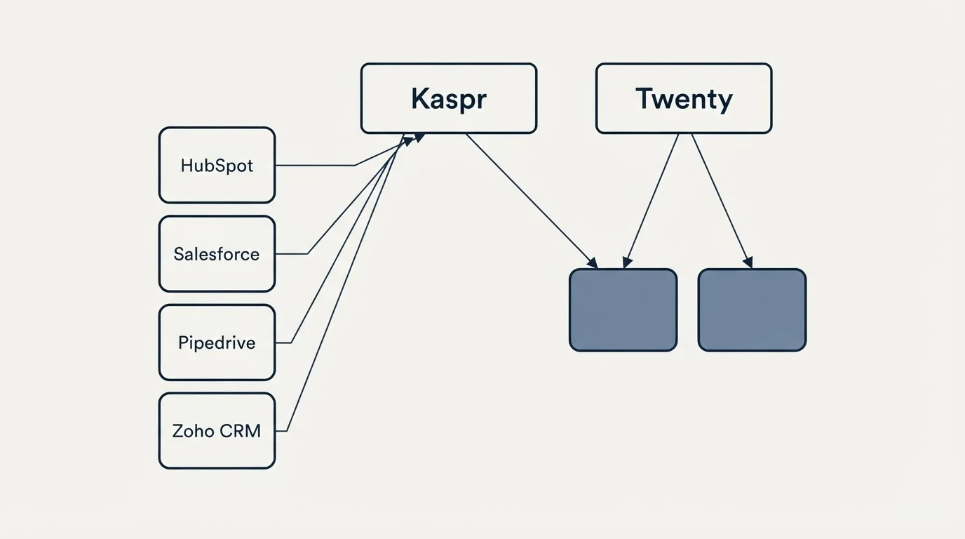 Integration grid: Integration Ecosystem (Kaspr, Twenty, HubSpot, Salesforce)