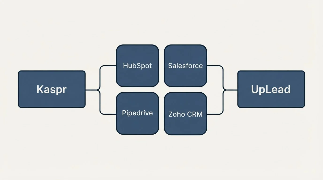 Integration schematic: Integration Ecosystem (Kaspr, UpLead, HubSpot, Salesforce)