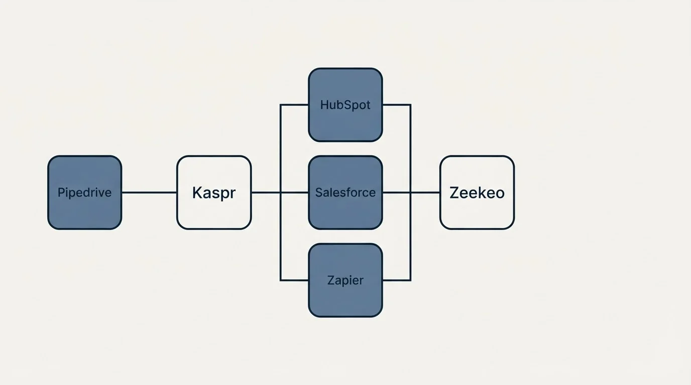 Integration flow: Integration Ecosystem (Kaspr, Zeekeo, HubSpot, Salesforce)