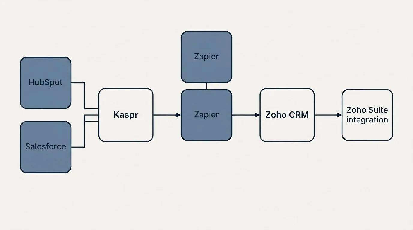 Integration flow: Integration Ecosystem (Kaspr, Zoho CRM, Zapier, HubSpot)