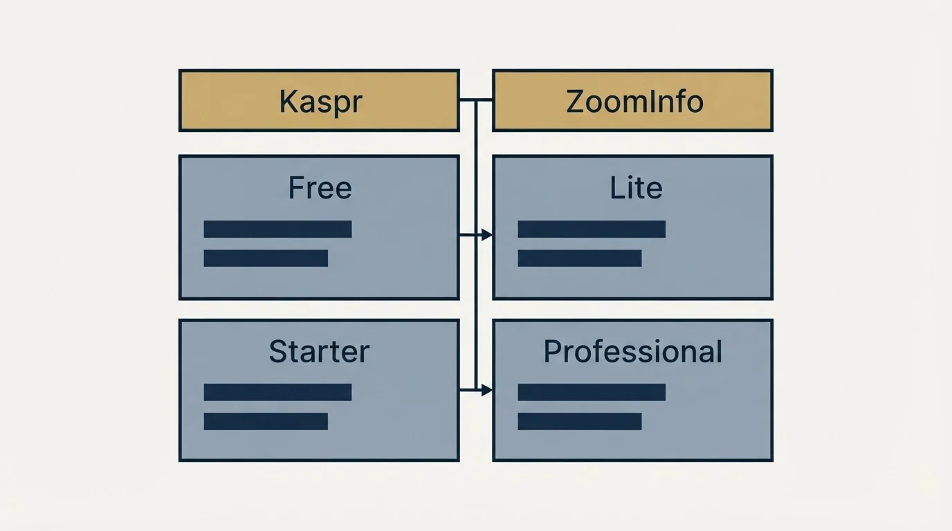 Pricing table: Pricing Comparison (Kaspr, ZoomInfo, Free, Lite)