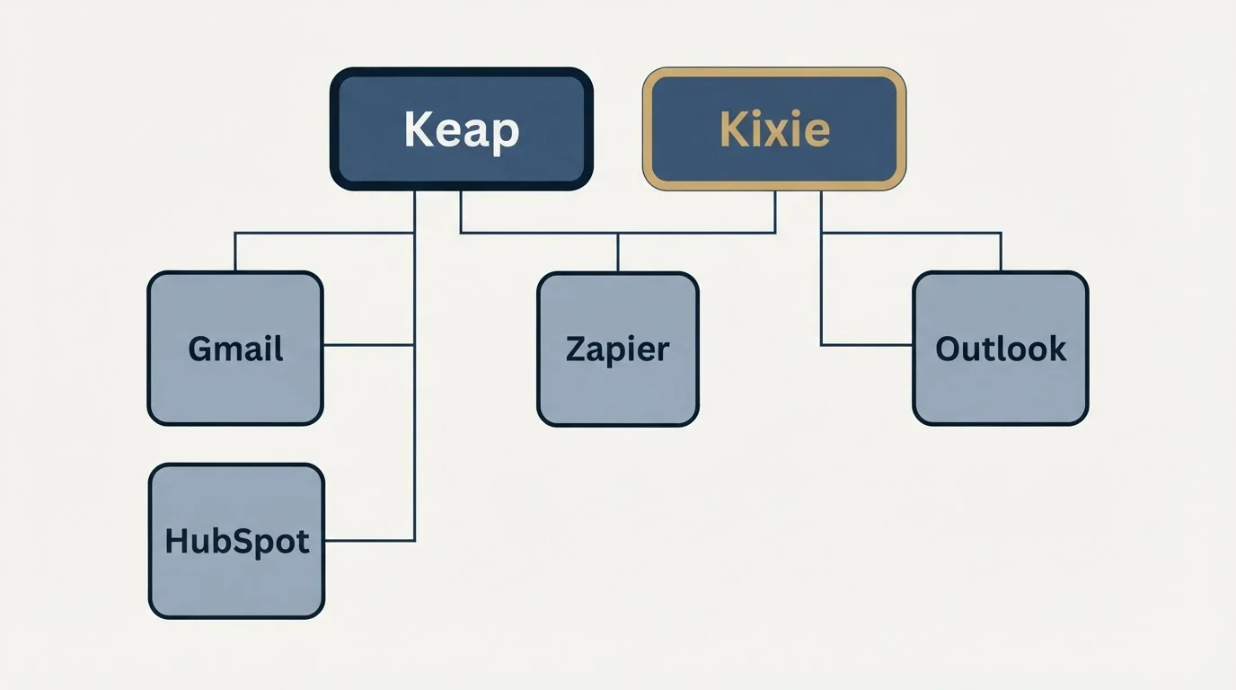 Integration grid: Integration Ecosystem (Keap, Kixie, Zapier, Gmail)