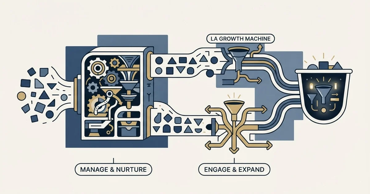 Editorial illustration for Keap vs La Growth Machine