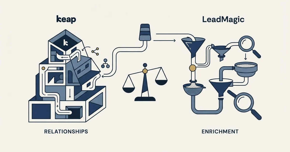 Editorial illustration for Keap vs LeadMagic