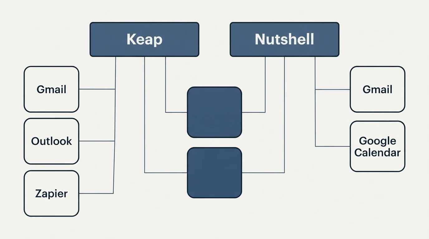 Integration grid: Integration Ecosystem (Keap, Nutshell, Gmail, Outlook)