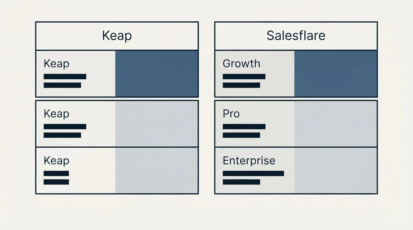 Pricing table: Pricing Comparison (Keap, Salesflare, Growth, Pro)