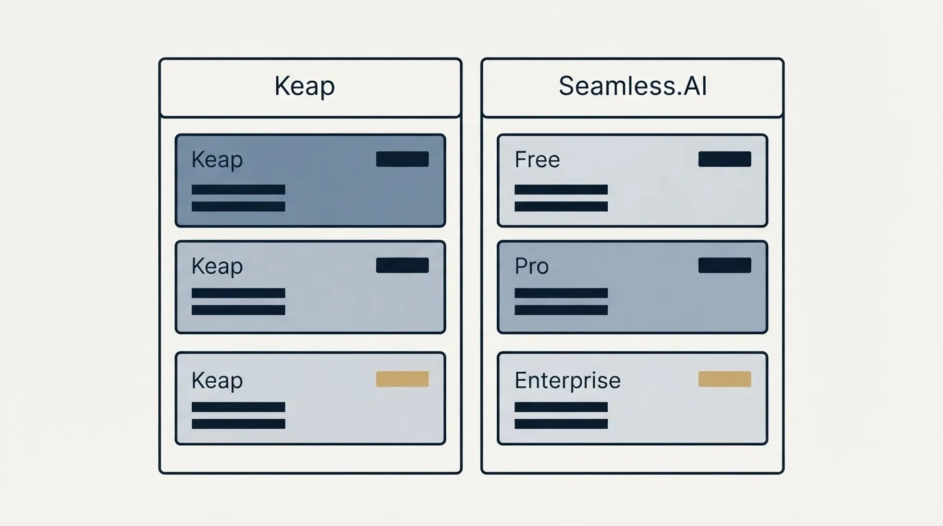 Pricing table: Pricing Comparison (Keap, Seamless.AI, Free, Pro)