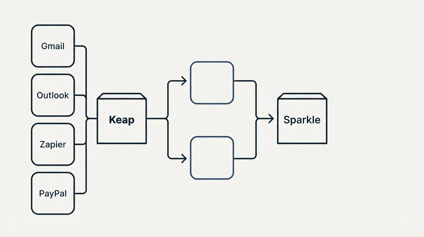 Integration flow: Integration Ecosystem (Keap, Sparkle, Gmail, Outlook)