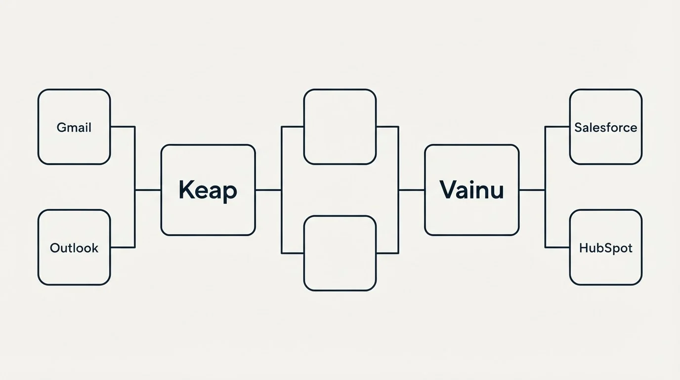 Integration flow: Integration Ecosystem (Keap, Vainu, Gmail, Salesforce)