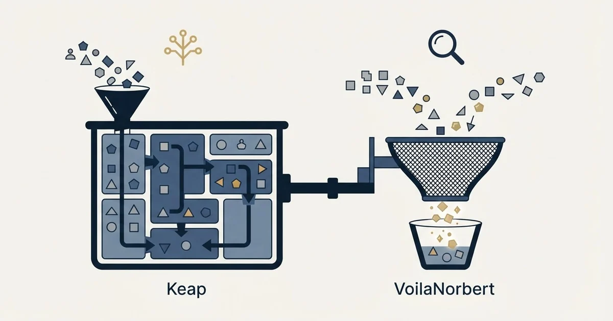 Editorial illustration for Keap vs VoilaNorbert